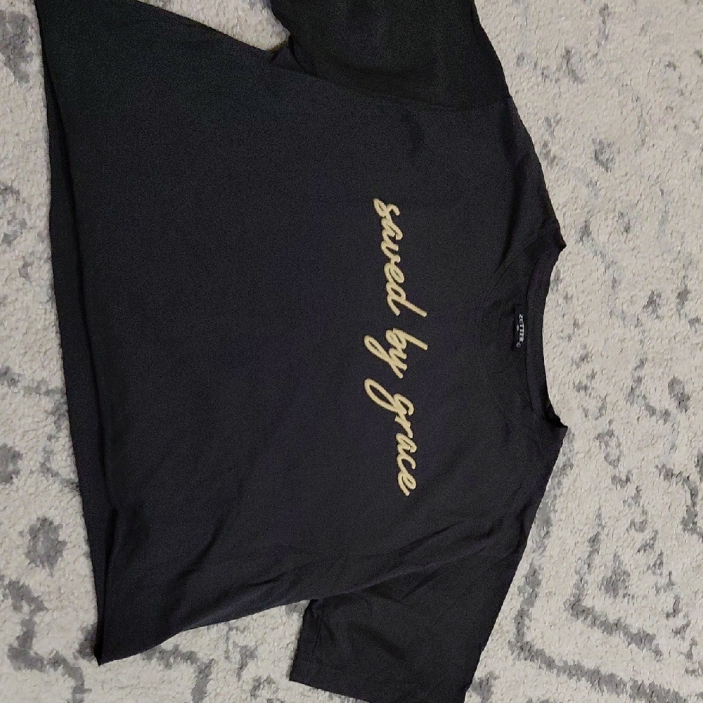 Black T-Shirt with Gold Script